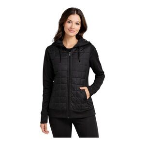 Leg3nd Discovery Women’s Quilted Hybrid Zip Hoodie Jacket Black Size M NWT